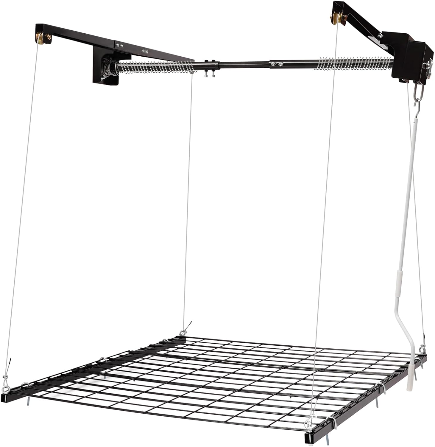 4x4 Ft Overhead Garage Storage Rack 300lbs Capacity Garage Ceiling Storage Lift Adjustable Ceiling Mounted Storage Lift for Warehouse