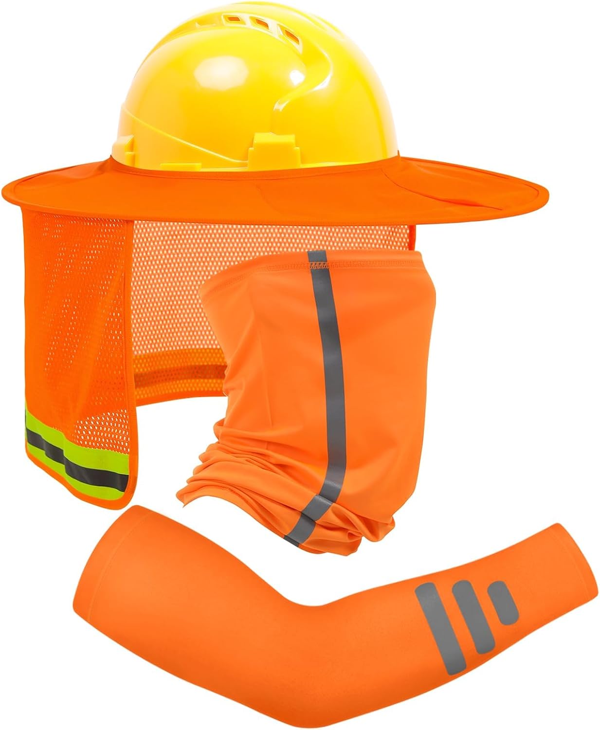 TCCFCCT Hard Hat Sun Shade - Full Brim Mesh Neck Shield, High Visibility Visor, Face Scarf, Accessories - 2 Packs, Camo (Hat Not Included)