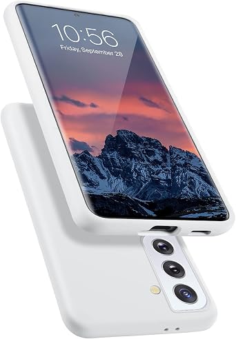 Designed for Galaxy S21+ Plus Case, Liquid Silicone Gel Rubber Shockproof Case Soft Microfiber Cloth Lining Cushion Compatible with Galaxy S21 Plus 5G [6.7 inch] - White