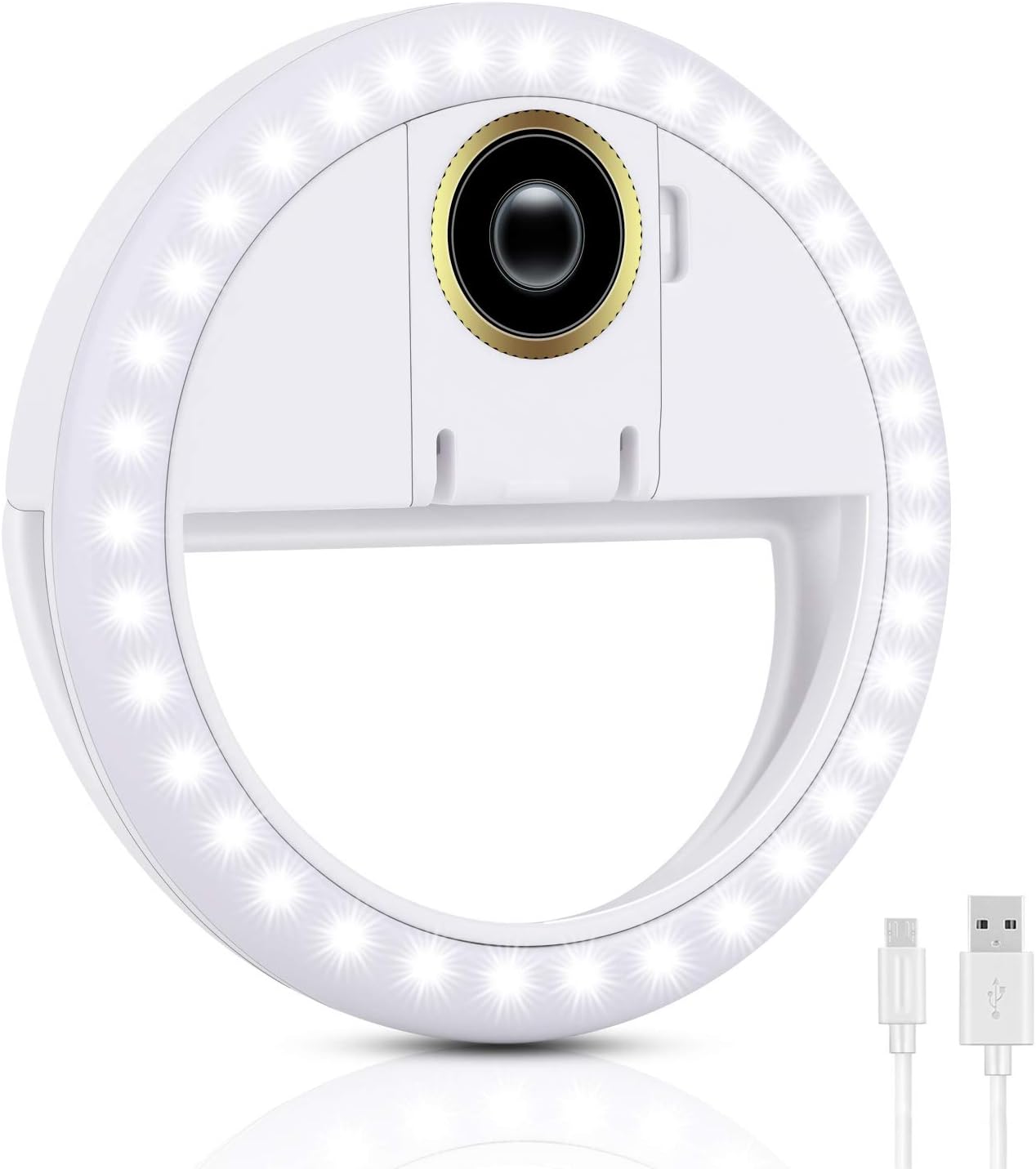 Selfie Ring Light, XINBAOHONG Rechargeable Portable Clip-on Selfie Fill Light with 36 LED for Smart Phone Photography, Camera Video, Girl Makes up