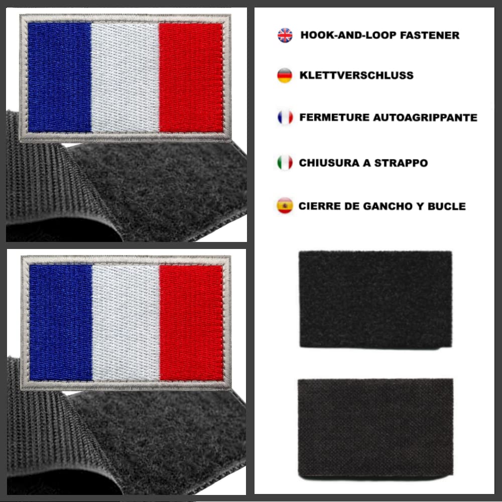 Patchs France Velcro - Lot De 2 - écussons Brodés Pour Gilet Tactique Ou Sac à Dos