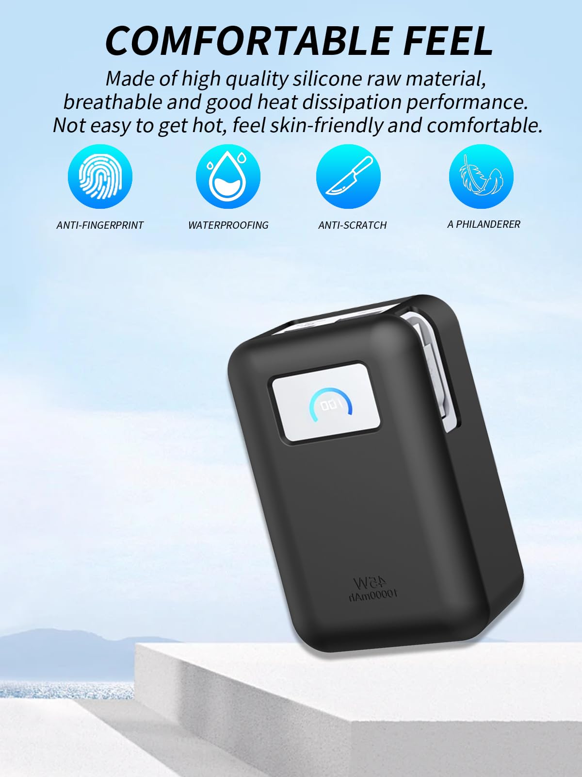 yystao Hülle für Anker Nano Power Bank, 10,000 mAh, Schutzhülle - Freundliche Silikonhülle - mehrfach waschbar, Kratzfest, tropffest, Schwarz
