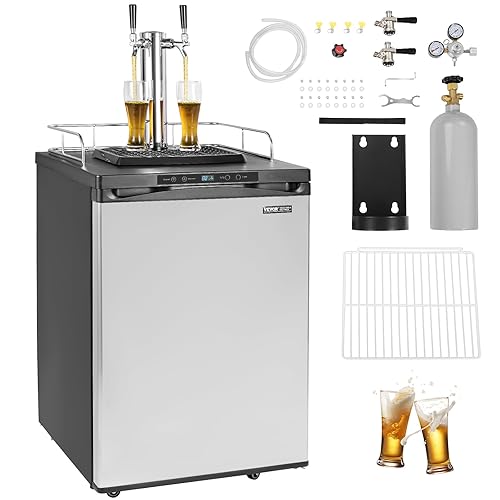 VEVOR Beer Kegerator, Dual Tap Draft Beer Dispenser, Full Size