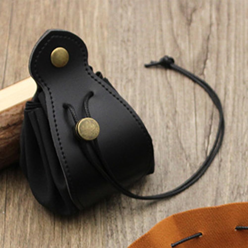 Veemoon Drawstring Leather Dice Bag Role Playing Game Dice Pouch Tray with Drawstring & Button Genuine Leather Storage Bag Jewelry Coins Keys
