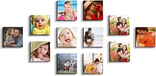 Print Your Canvas Photos to Customize Personalized Photo Wall Collages Photo Tiles 8x8 Inch, Peel and Stick Picture Frames Storyboards for Home Decor, Gallery, Offices, and Gifts (12pc)