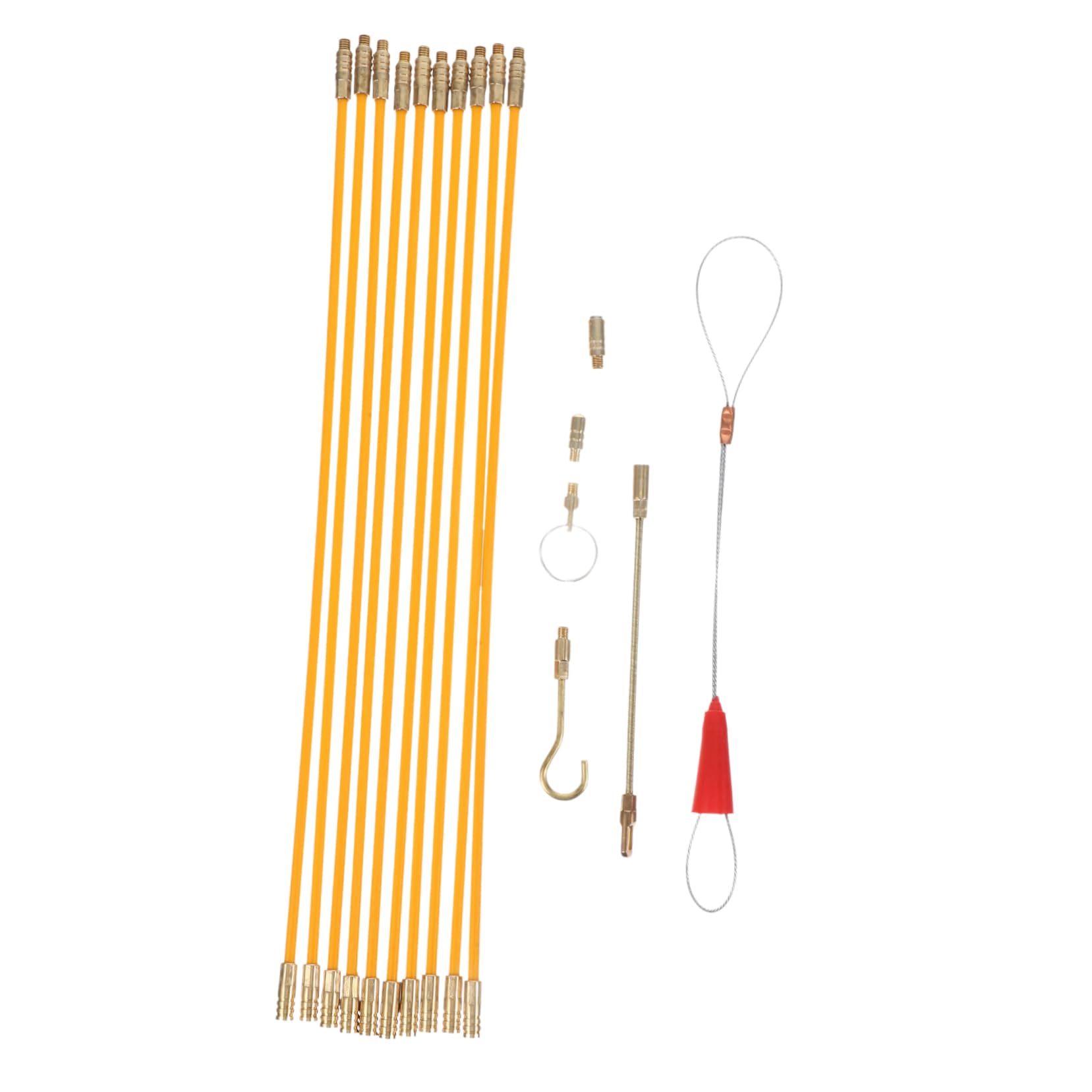 33CM Fiberglass Wire Pulling Kit Electrical Fish Tape Cable Puller for Electricians Wall Fishing Tool Set Accessories 10-Piece Fish Wire Pull Rods for Home and Office Construction