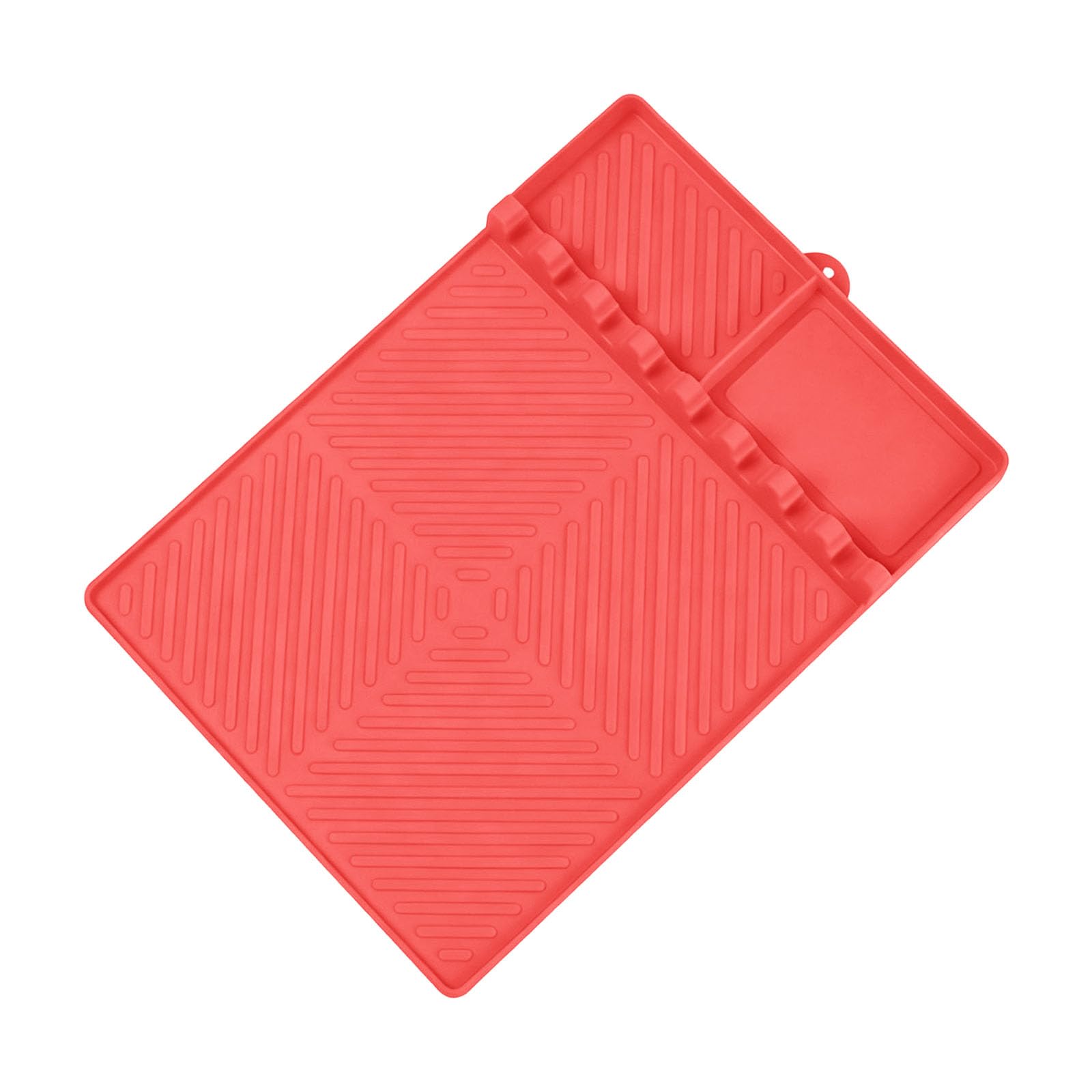 Silicone BBQ Drip Mat with Ridged Design, Tool Rest Slots and Corner Tray for Grill Side Shelf Organization and Prep Silicone Barbecue Drip Mat Grill Side Shelf Organizer Utensil Rest Grease Draining