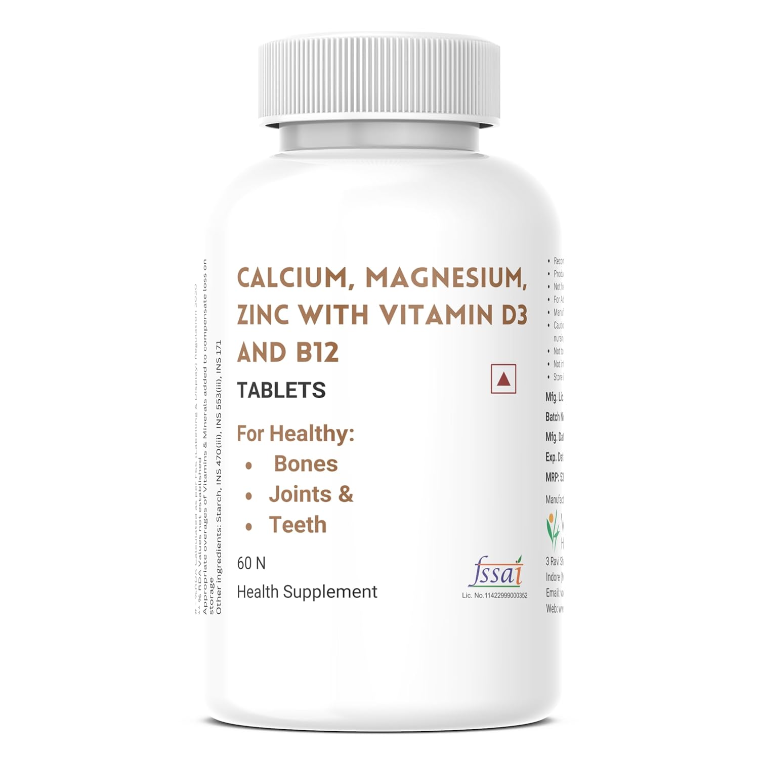 Calcium Magnesium & Zinc Tablets with Vitamin D3 and Vitamin B12