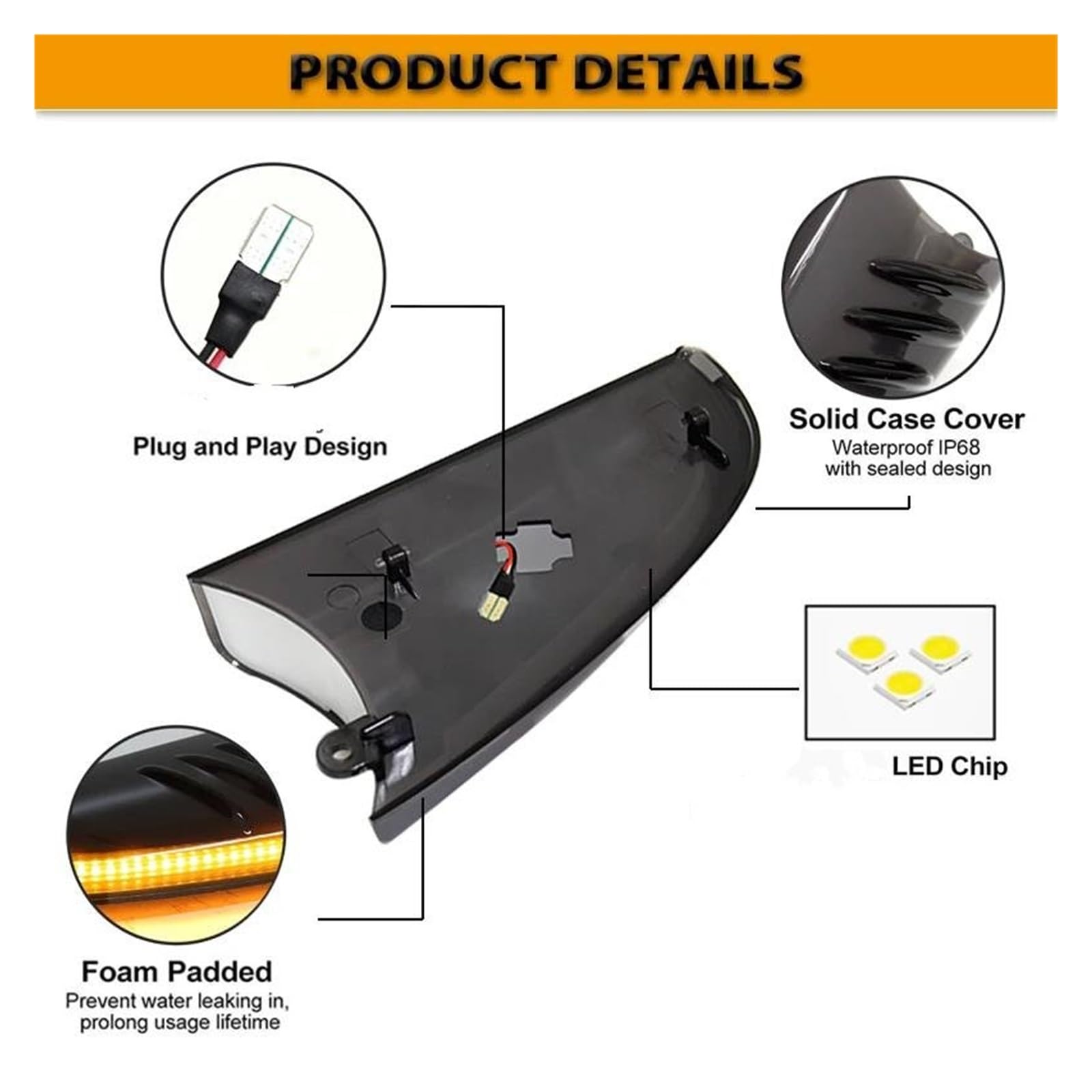 Générique RéPéTiteurs Clignotant Pour Oldsmobile Bravada 2002-2004 Feux De Rétroviseurs Latéraux Avant LED Ambre Dynamiques(Jaune)