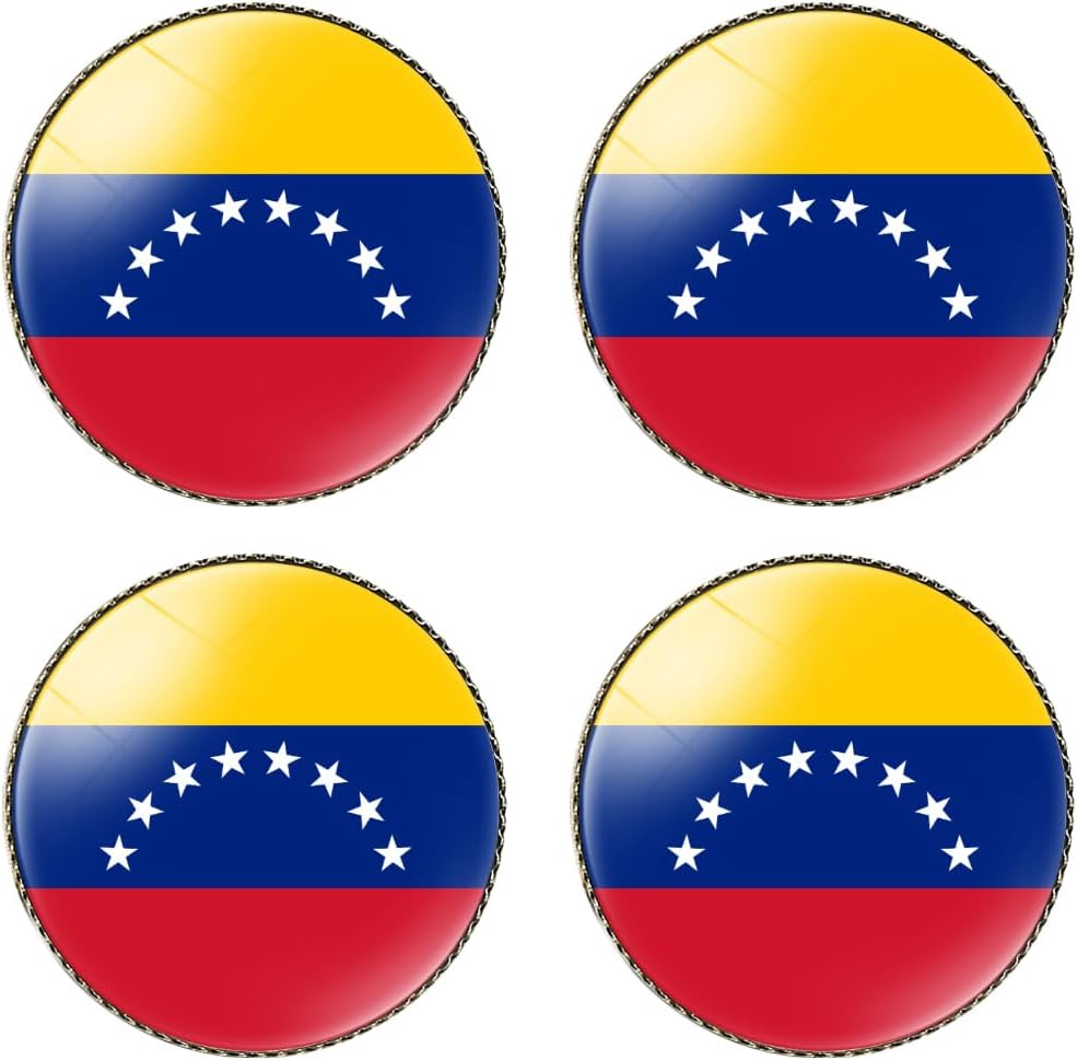 4 Pcs Venezuela Flag Pin Round 1 Inch, Lapel Pins Souvenir Badge for Hat Clothes Backpack,Venezuelan Flag Brooch Accessories Party Favors,Patriotic Pin Accessories for Men/Women