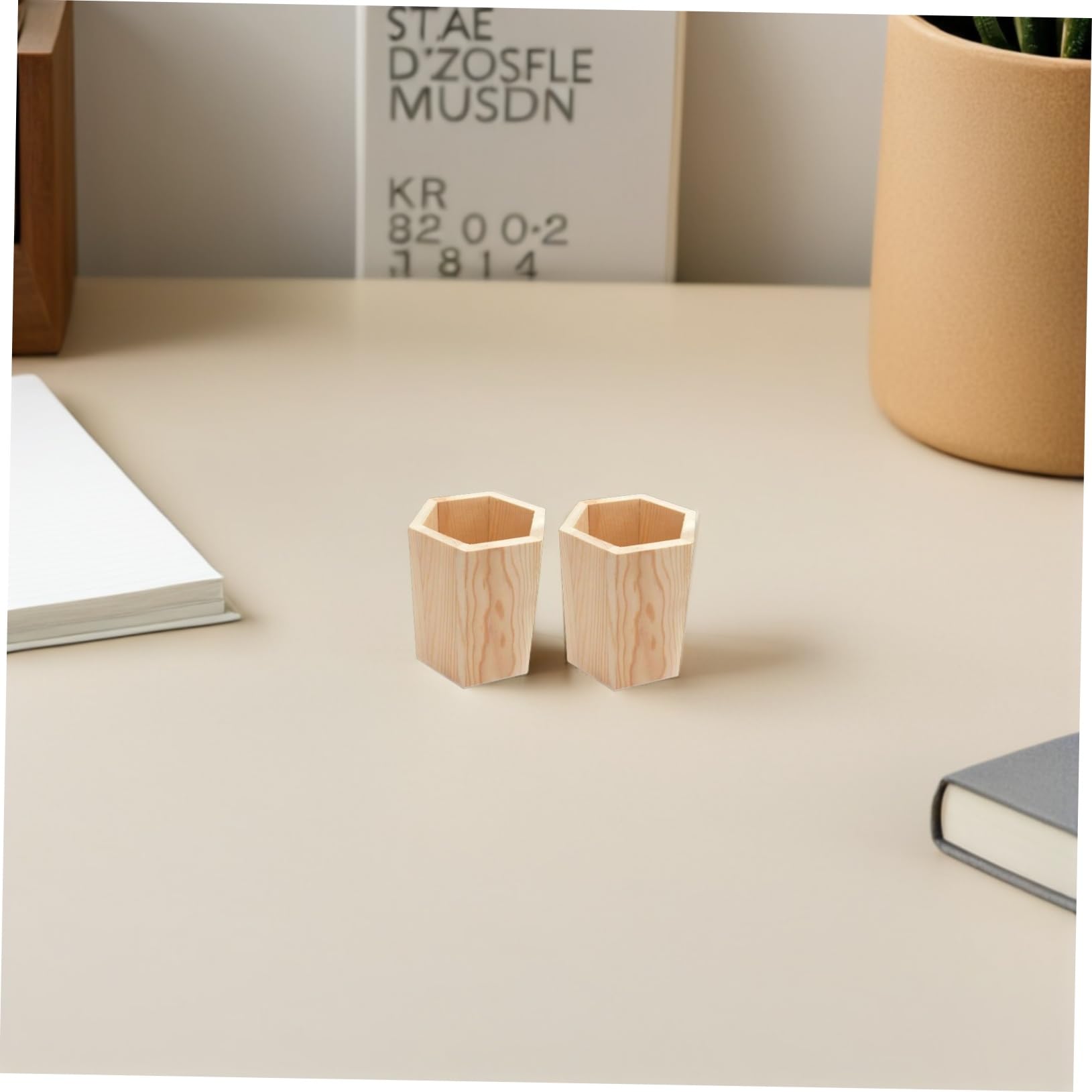 DOITOOL 8 Piezas Portalápices de Madera de Unidades Soporte Multifunción para Bolígrafos y Pinceles Organizador Estable para Oficina y Papelería Decoración Elegante para Escritorio