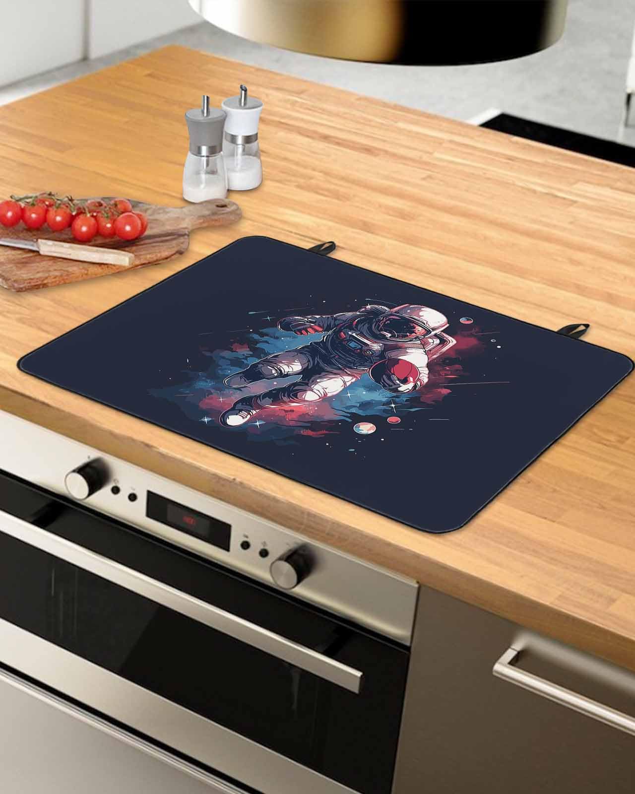 Stove Cover for Electric Stove, Sports Theme Watercolor Play Rugby Stove Top Cover for Glass Top, Heat Rubber Mat Foldable Cooktop Cover Top Protector, 24