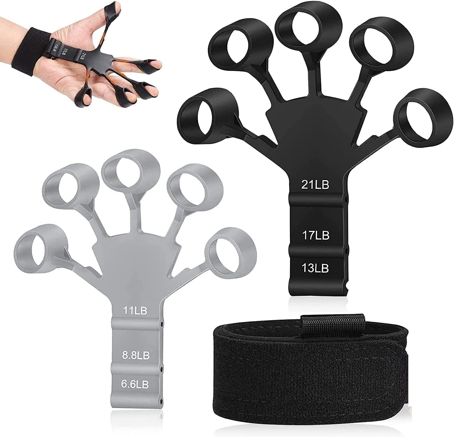 TAYASH Hand Strengthener,Finger Strengthener,Grip Strength Trainer,Hand Grip Exerciser,Finger Flexion Extension Training,Finger Resistance Band for Wrist Physcial Rehabilitation 2 Pcs