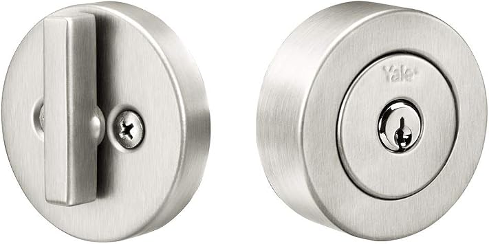 Yale Home 4881619FR Flat Round Single Cylinder, Satin Chrome Deadbolt