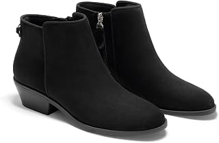 Coutgo Womens Ankle Boots Chunky Low Heel Side Zipper Fall Dress Booties | 1.8-Inch Block Heel, All-Day Comfort, Pointed Toe Short Boots, Fall & Winter, Versatile, Casual Daily, Work