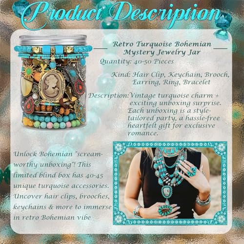 Image of SMUOBT Mystery Jewelry Jar Bundle - Surprise Vintage Jewelry Box for Women,Gift Jewelry Set (Necklace, Earrings, Rings,Kracelet,Keychain) - Unique Birthday Gift for Women