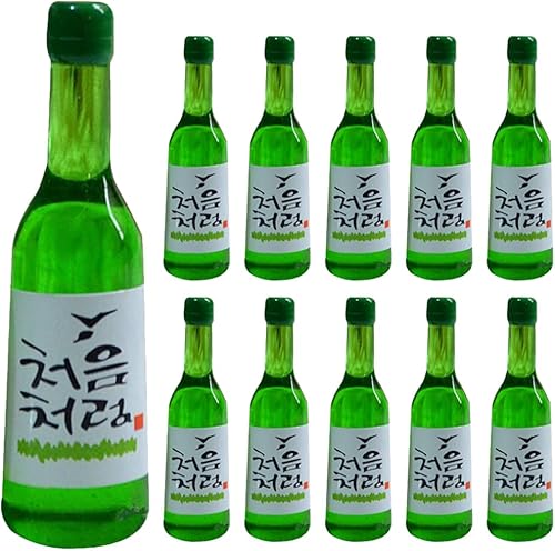 Modelo Soju coreano – 15 botellas de vino pequeñas botellas de vino coreano miniatura modelos miniatura bebida para casa pequeña miniatura mini cosas