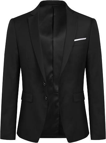 YOUTHUP Mens Blazer Slim Fit 2 Button Formal Casual Suit Jacket Wedding Tuxedo Jackets