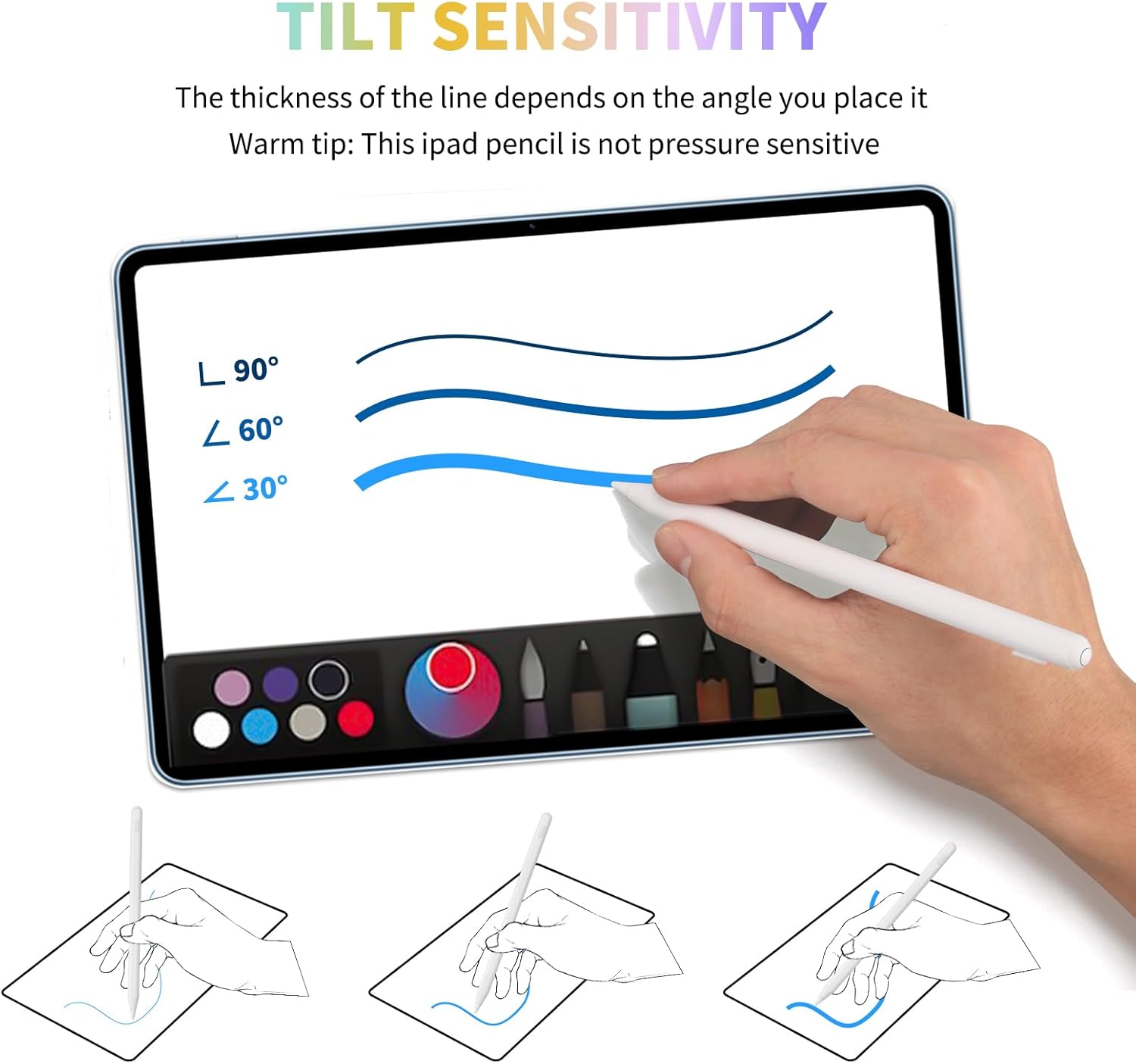 Stylus Pen for iPad, Apple Pencil with Tilt Sensitivity&Palm Rejection, Stylus Pen for ipad 6/7/8/9/10, iPad mini 5/6, iPad Air 3/4/5, iPad Pro 11/12.9