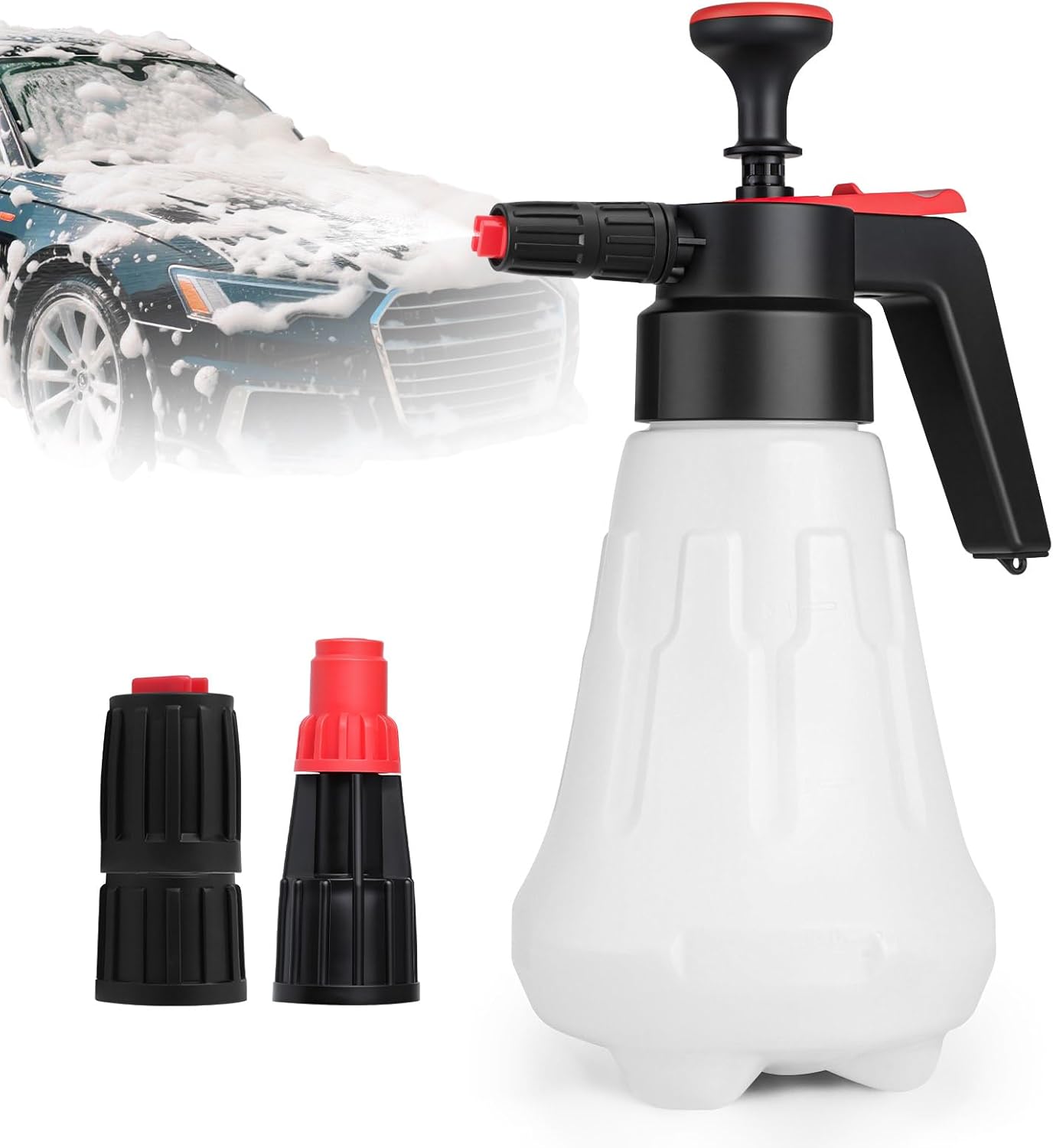 Awakening 1.5L Pump Foam Sprayer, 50oz Car Wash Foam Sprayer,0.26Gal Foaming Spraye Bottle with 2 Adjustable Nozzles, Durable Tank, Visible Scale, Suitable for Car Washing and Lawn&Garden Care