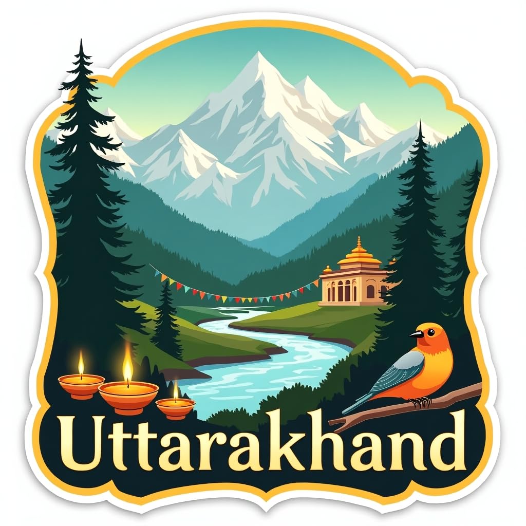 Naxon Uttarakhand Souvenir Wooden Fridge Magnet – 3x3 Inch Refrigerator Magnet for Kitchen & Home Décor | Travel Souvenir Gift with Kedarnath, Badrinath, Haridwar & Rishikesh Landmarks | Pack of 1