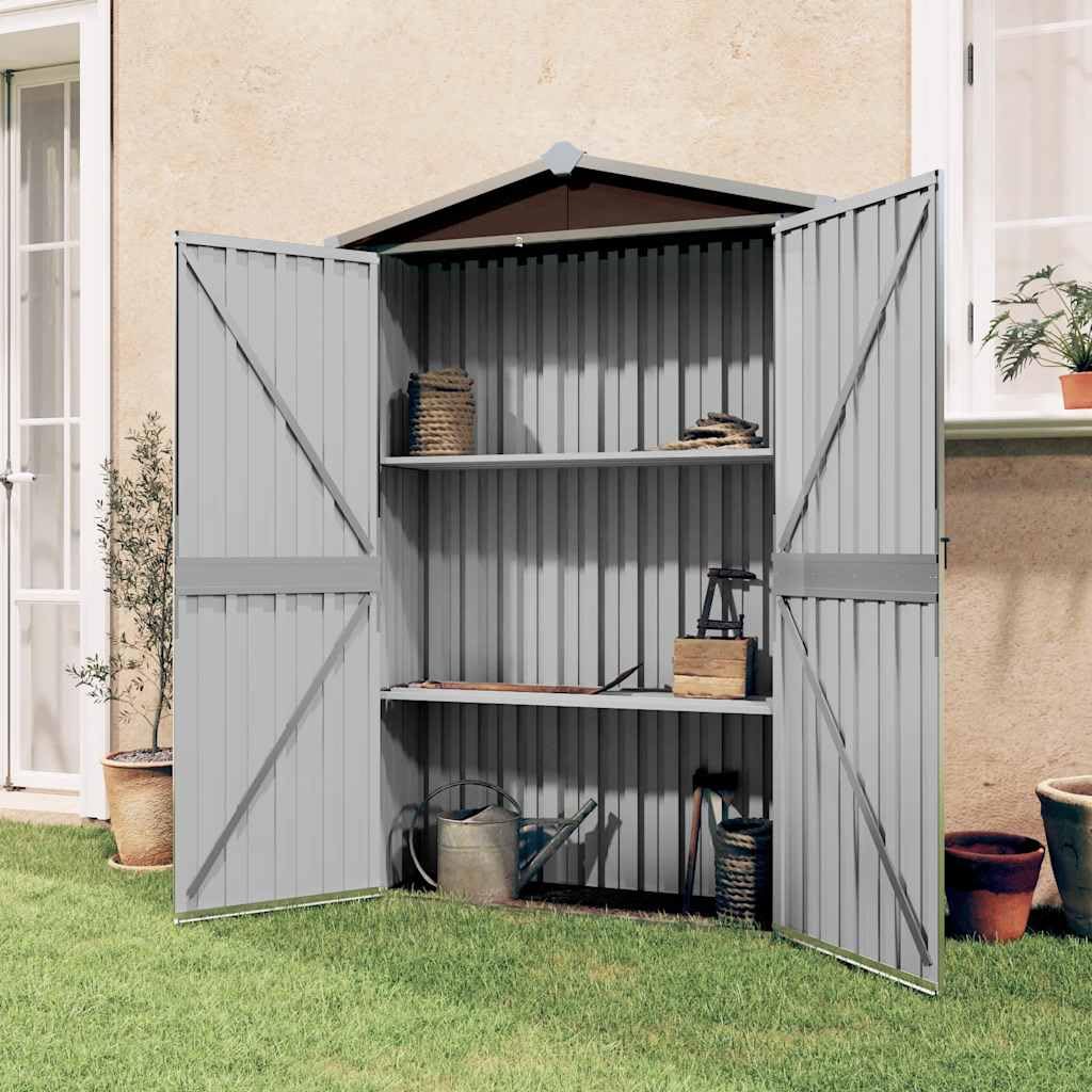 Abri de jardin en métal galvanisé marron haute résistance avec portes doubles