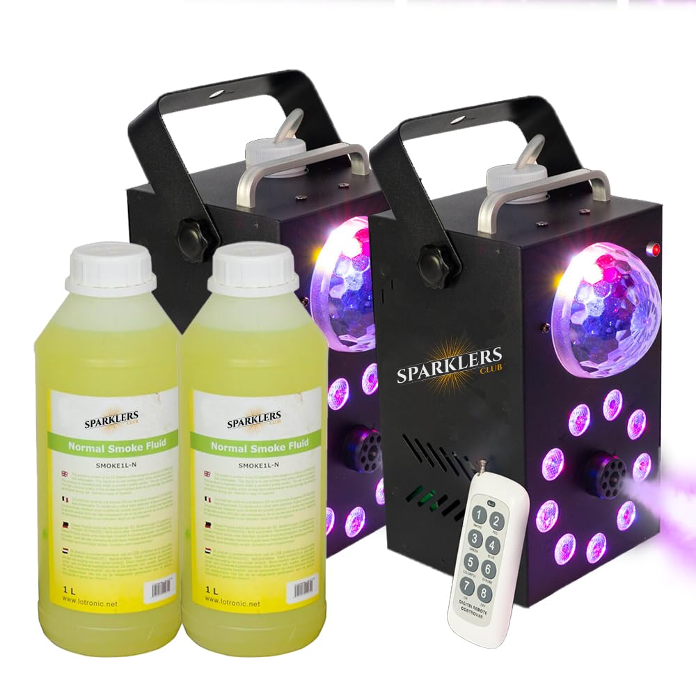 Máquina de humo de 700 W, efecto Astro & 9 LED + líquido de humo, potencia de 700 vatios, muy buen caudal – Tiempo de calentamiento rápido – Depósito de 15 cm – Fácil de transportar, ideal para DJ (2