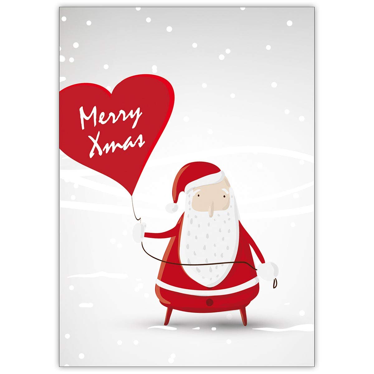 20er Set Süße Unternehmen Weihnachtskarten mit Weihnachtsmann und Herz Ballon, mit ihrem Innentext (Var1) Weihnachtsgrüße, Neujahrs Glückwunsch: Merry Christmas