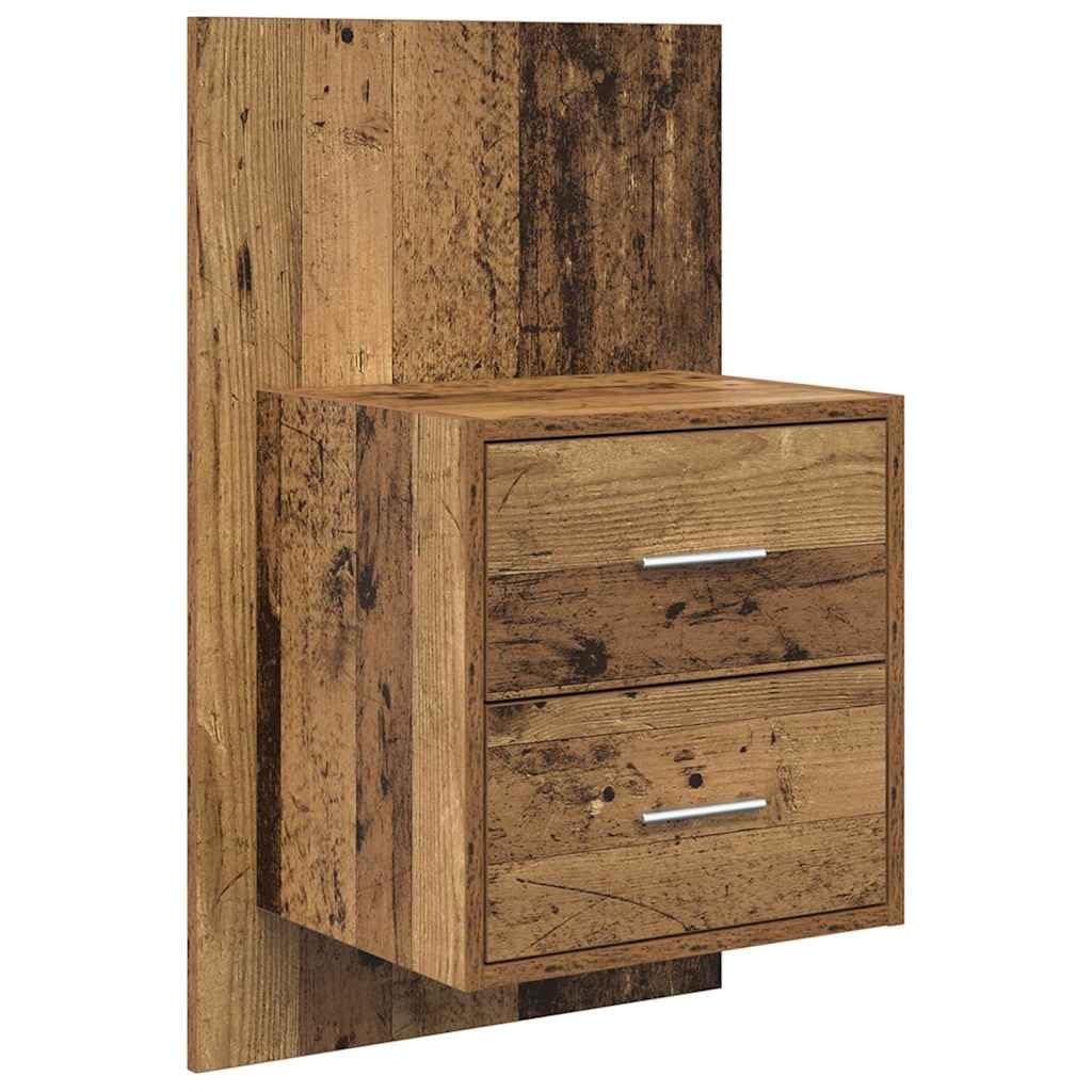 Montowany na ścianie stolik nocny z materiału drewnopochodnego z szufladą i półką, 48,5 x 32,5 x 80 cm, zajmujący niewiele miejsca design do sypialni, rustykalny styl, odporny na zarysowania i
