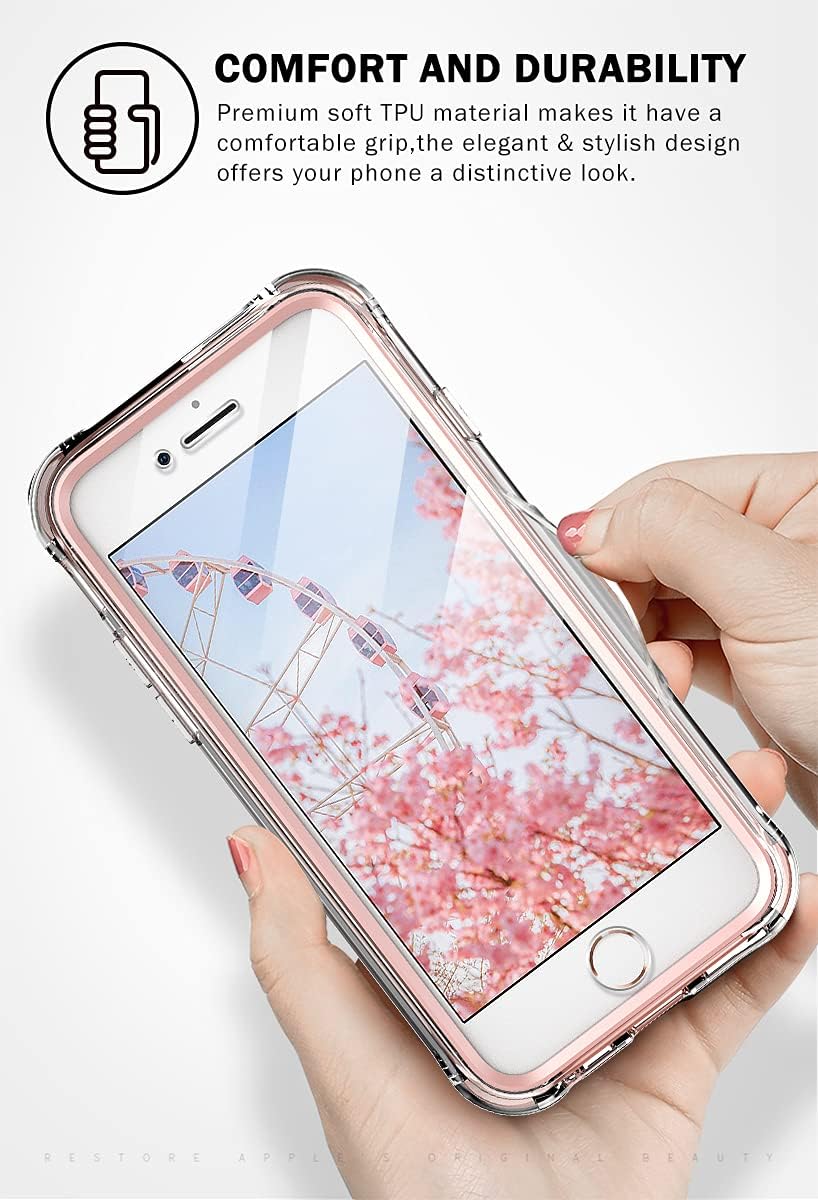 PIXIU Compatible with iPhone SE 2020 Case/iPhone 8/7 /6 case with Screen Protector, Lightweight Full Body Shockproof Protective Rugged TPU Case for Apple iPhone SE 2020/8 / 7 4.7 inch Marble