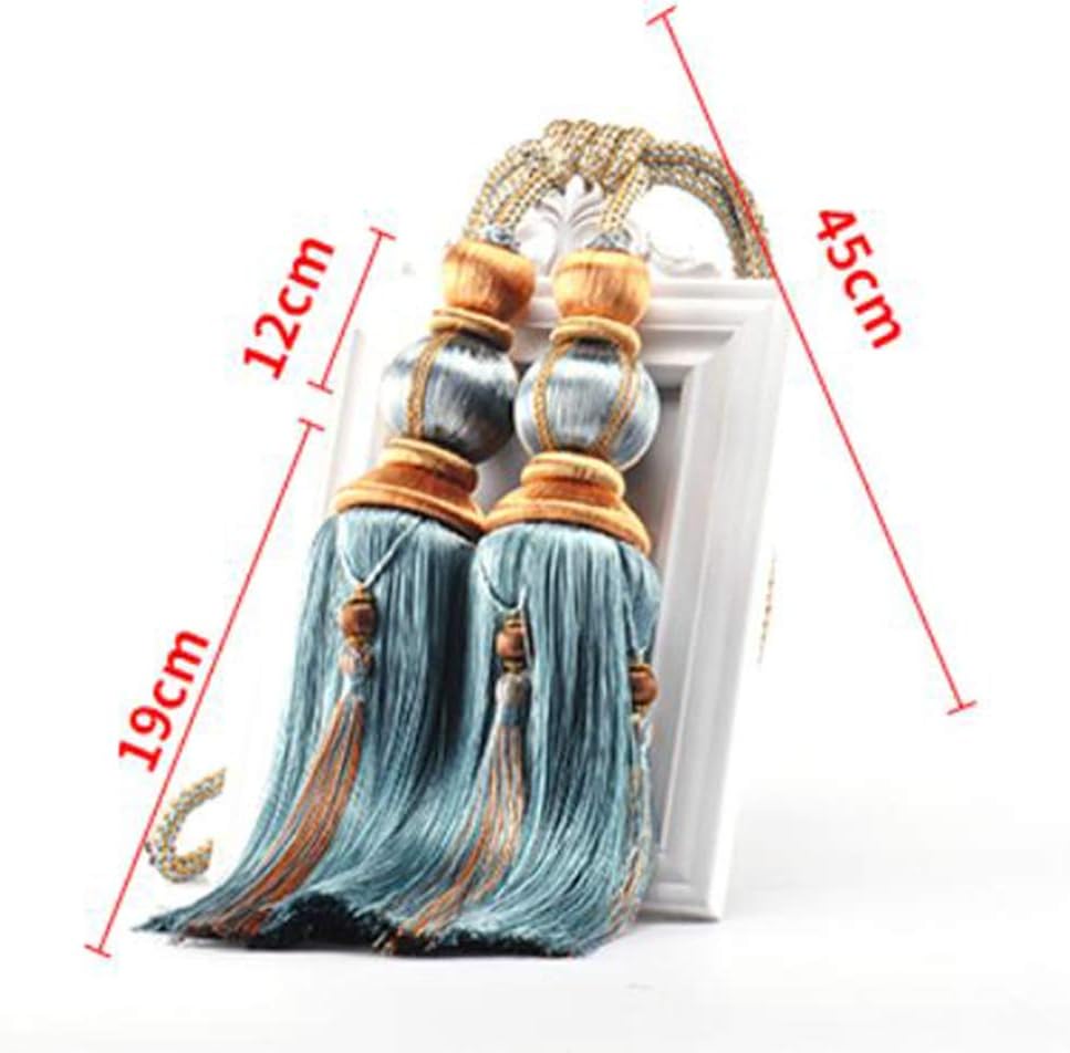 1 Pair Lantern Shape Curtain Buckle Tassels Double Ball Curtain Holdbacks Curtain Tie Accessories (Gray-Blue)