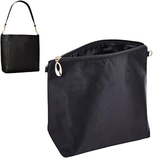 WADORN Purse Bag Organizer Insert, Nylon Handbag Organizer with Multi Pockets, Zipper Inner Pocket Divider, 5.4x7.4 Inch, Black