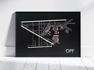 Modern Poster of Miami Opa Locka Executive Airport Opf | 11x17 12x18 16x24 24x36 Unframed Print Wall Art | Minimal Traveler Gift | Minimalist Home Office Decor