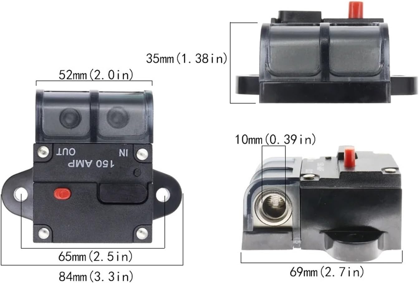 1PCS 50A 60A 80A 100A 150A 200A 250A 300A AMP Circuit Breaker Fuse Reset car Boat car Waterproof Safety Fuse Accessories (Size : 100AMP)