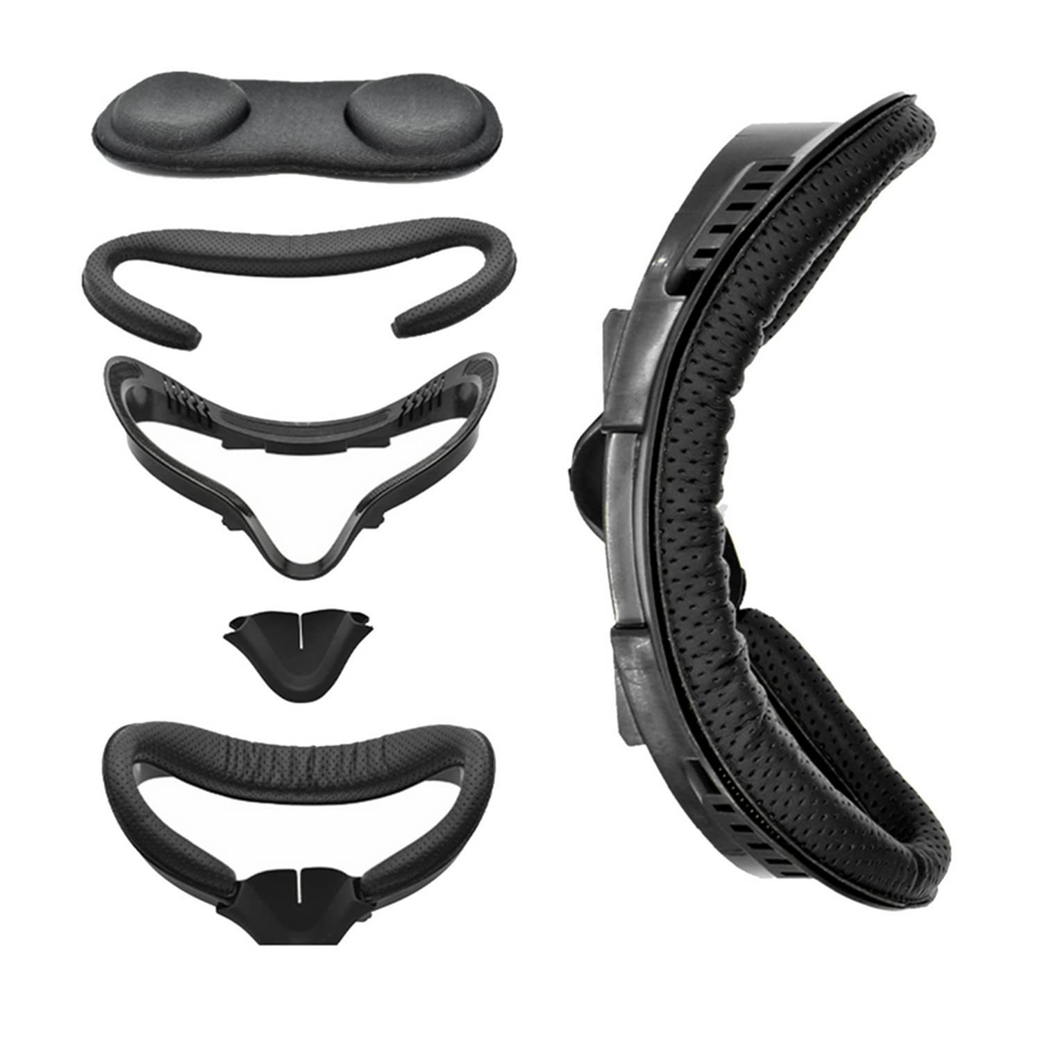 SKEIDO 4 In 1 VR Facial Interface Bracket PU Leather Foam Pad Anti Leakage Nose Pad V R Lens Cover For Oculus for Quest 2 V R Protective Set