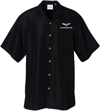 David Carey Originals C6 Corvette Club Solid Black Button up Collared Short Sleeve Mechanic Shirt