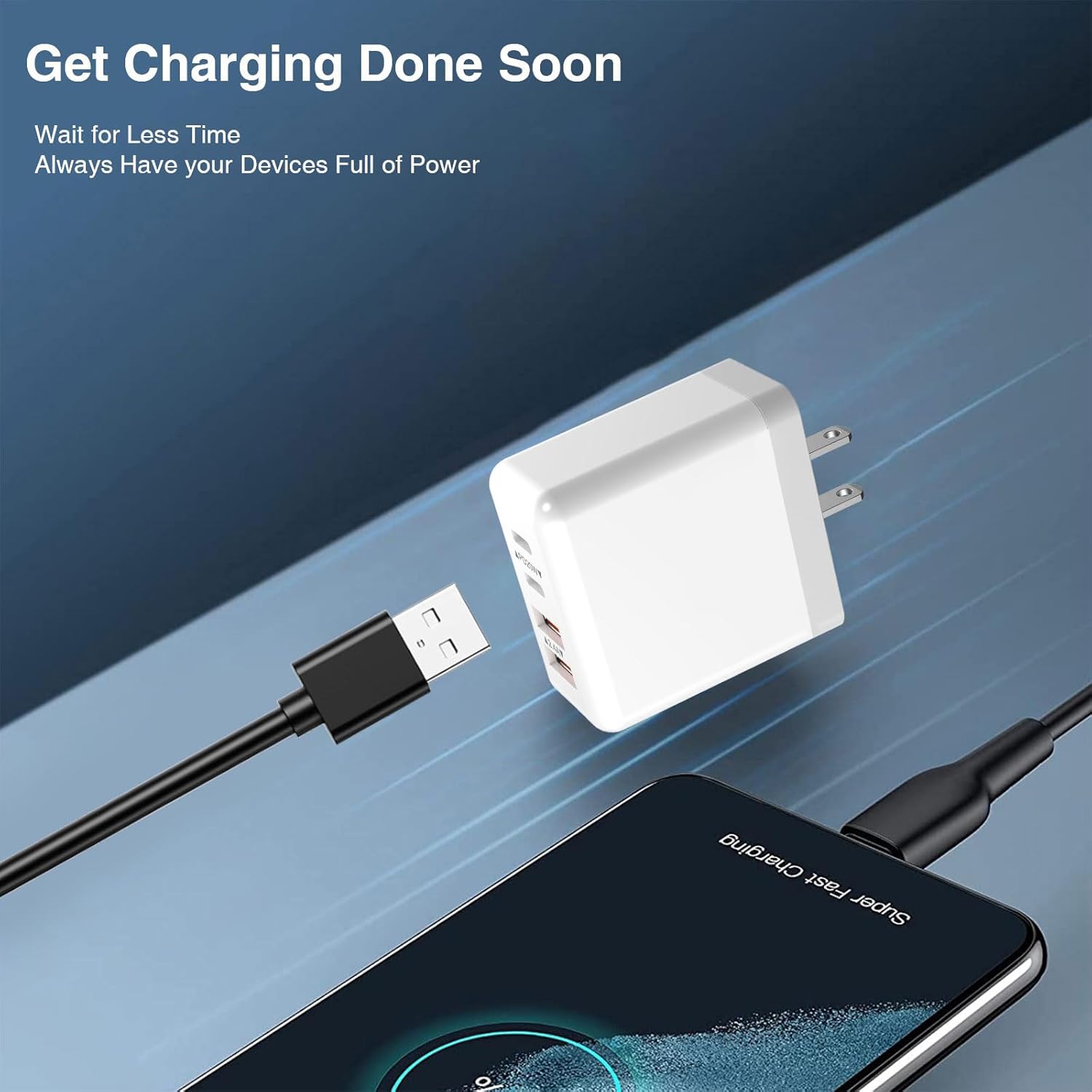 40W USB C Wall Charger, 4-Port,40w PD Power Adapter + QC Wall Plug Multiport Type C Charging Block Cube, A+C Charging Blocks USB-c Fast chargingCompatible with i Phone 16/15/14/13 (White)[2-Pack] image 7 of 7 B0DRP8CTDD