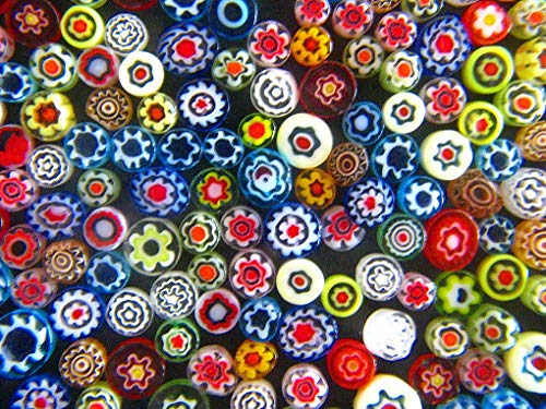 Devardi Glass COE 90 Tiny Millefiori Hi-Def Premium Fire-Polished mix. 2 oz, Fusing, Mosaic