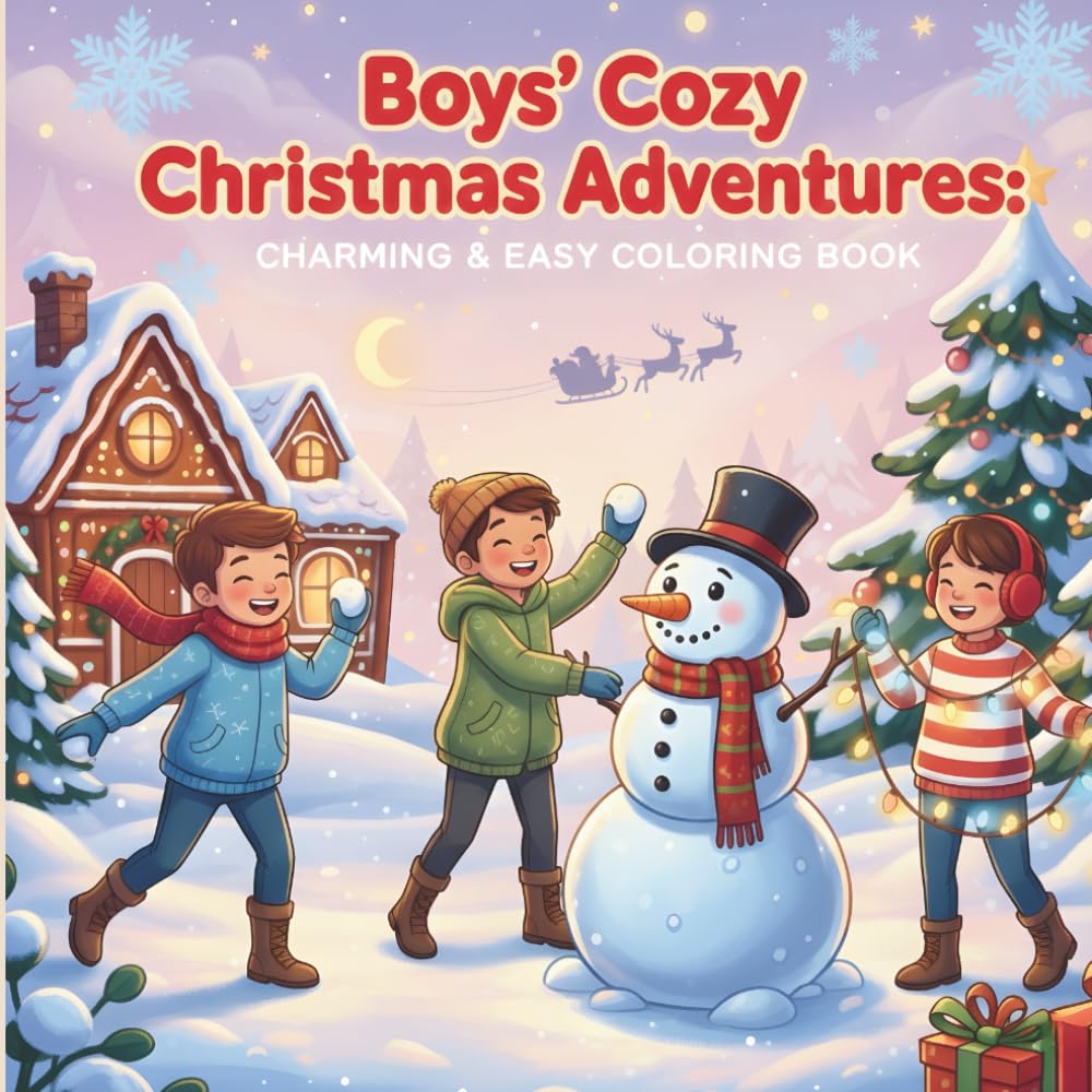 Boys’ Cozy Christmas Adventures: The Perfect Christmas Coloring Book for Boys