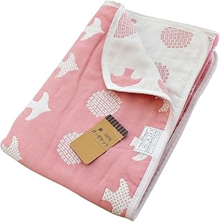 6重ガーゼ ベビー ガーゼケット 綿100% 85×115cm レギュラーサイズ ことり柄 リバーシブル ピンク 子ども お昼寝 かわいい お昼寝ケット オールシーズン 春 秋 夏 冬 保育園 幼稚園