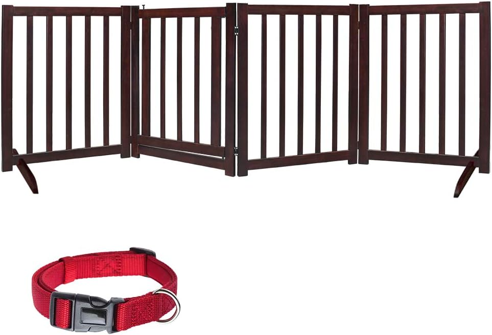 LZRS Foldable Pet Gate with Door，Walk Through Wooden Pet Gate,Pet Gate with Door for House Doorway Stairs,Freestanding Pet Gate Safety…