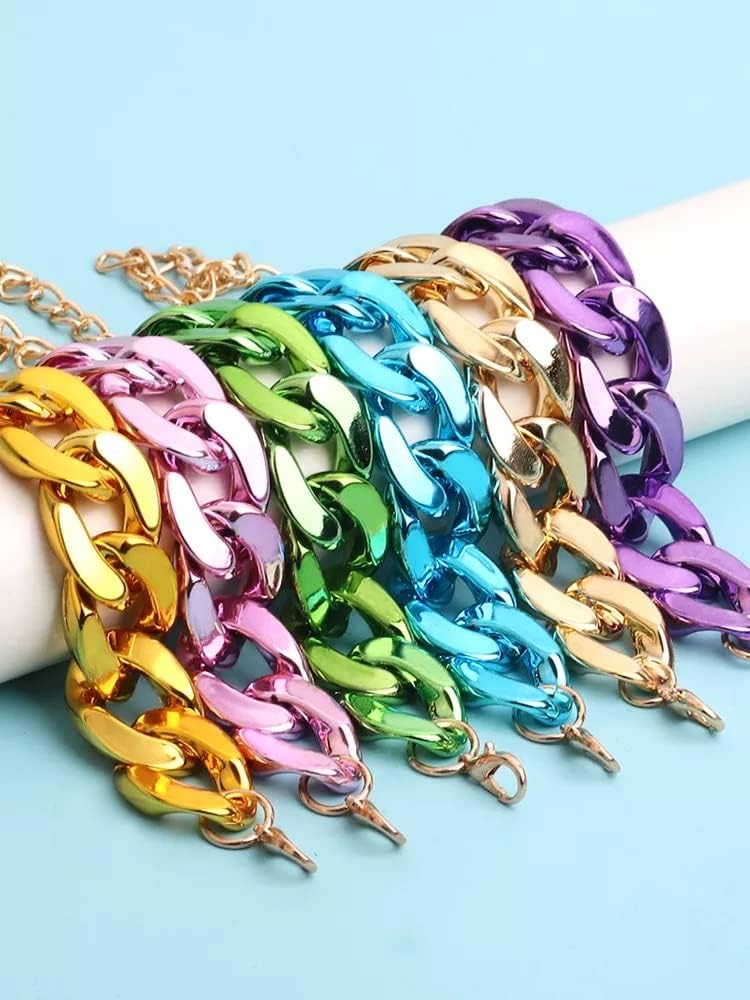 Acrylic Chain Choker Necklace For Women Colorful Link Chains Necklace Set Fashion Accessories EM4H4 (Gold Color)