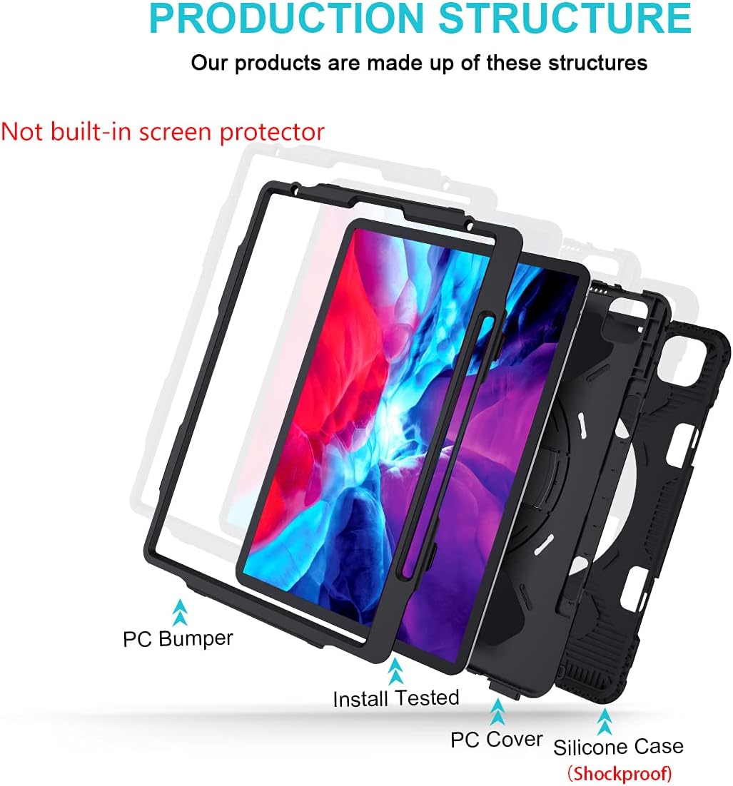 Gеt Sресіаl Prісе iPad Pro 12.9 Case 2020 4th Generation with Pencil Holder, Military Grade 15ft Drop Tested Silicone Shockproof Protective Cover + Stand + Hand& Shoulder Strap for iPad 12.9 Inch 2018 3rd Gen Black Rеvіеw iPad Pro 12.9 Case 2020 4th Generation with Pencil Holder, Military Grade 15ft Drop Tested Silicone Shockproof Protective Cover + Stand + Hand& Shoulder Strap for iPad 12.9 Inch 2018 3rd Gen Black