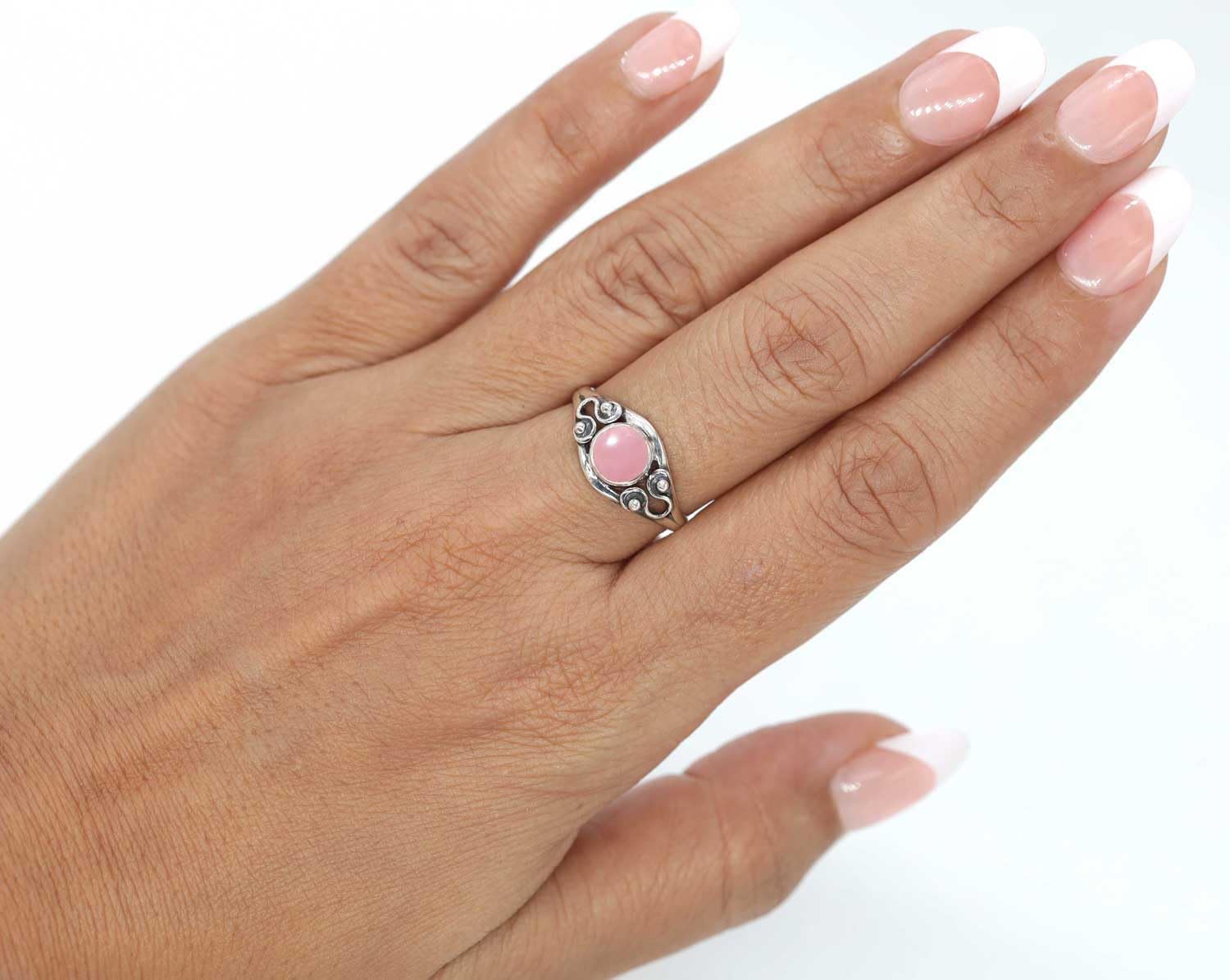 Genuine 925 Sterling Silver Handmade Jewelry Round Pearl, Tiger Eye, Lapis, Agate Natural Gemstone Boho Adjustable Ring For Women