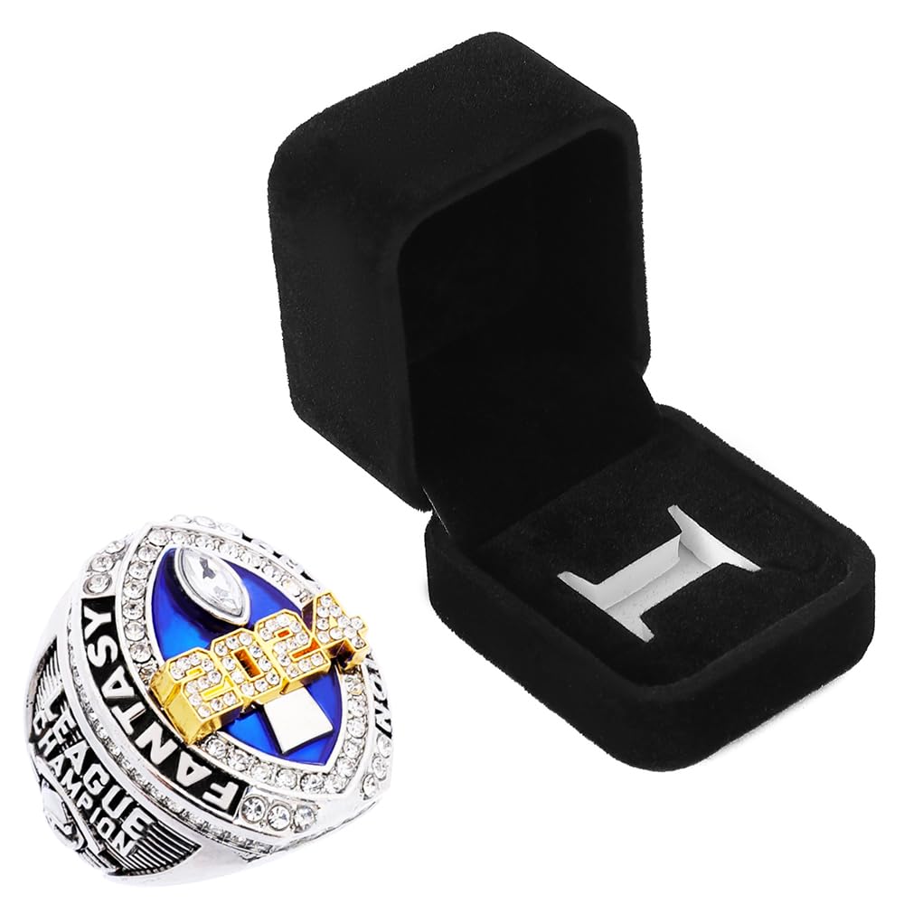 guancrown 2024 Fantasy Football Championship Trophy Ring Award Prize Sports Winner FFL Champion Ring (twelve, size 14)