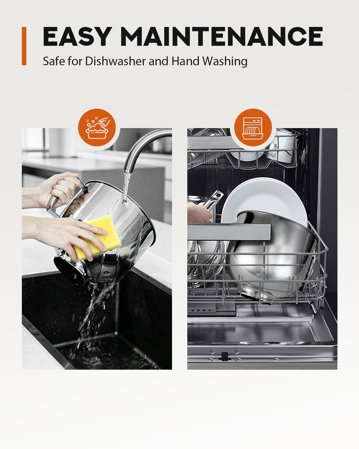 5QT Stainless Steel Mixing Bowl for KitchenAid Tilt‑Head Stand Mixers – Fits for for KitchenAid Mixer Bowl 4.5-5 Quart Models,Dishwasher Safe