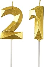 21st Birthday Candles, Gold Number 21 Candle, Cake Topper Decorations for Birthday Party, Wedding, and Anniversary Celebration Supplies