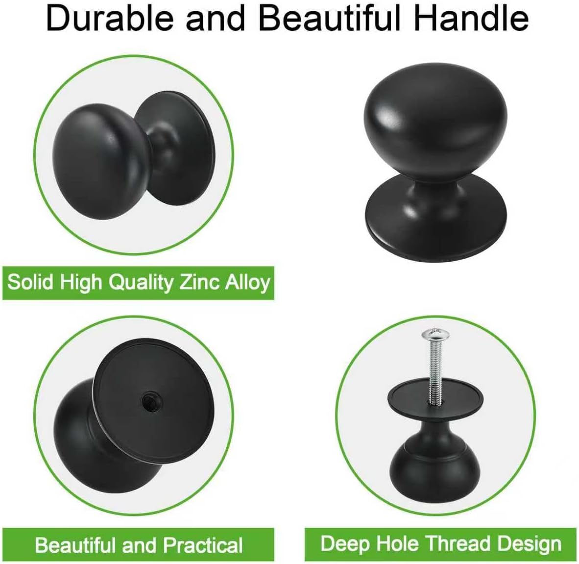 TUNNY 10 Pack Cabinet Knobs-Matte Black Cabinet Pulls for Dresser Knobs Drawer Knobs and Pulls for Kitchen Bathroom Cupboard Drawer Pulls