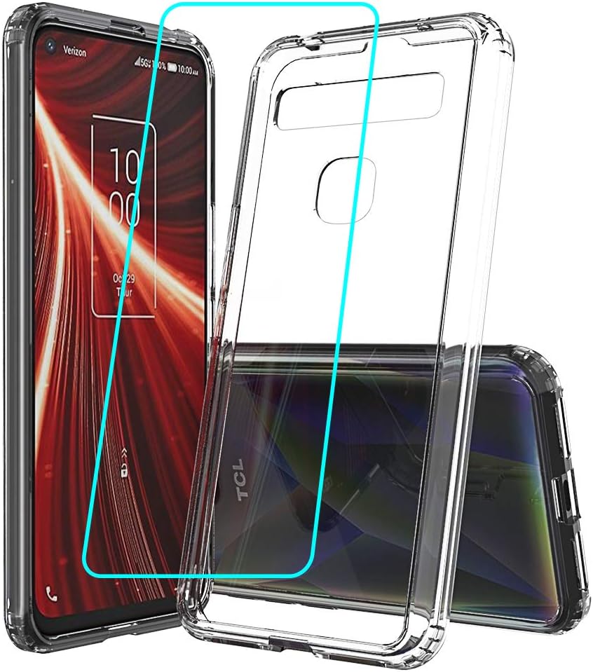 Coverl for TCL 10 5G UW Case (Verizon) with Tempered Glass Screen Protector,Ultra Slim fit,TPU Bumper,Anti-Scratch,Minimalist Case for TCL 10 5G UW (Clear)