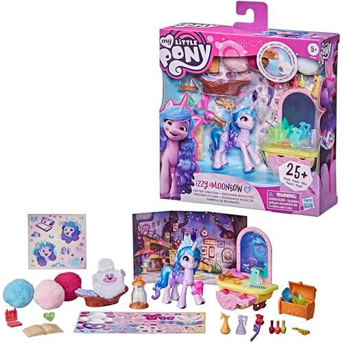 My Little Pony: A New Generation Movie Story Scenes Critter Creation Izzy Moonbow - Toy with 25 Accessories and 3-Inch Purple Pony